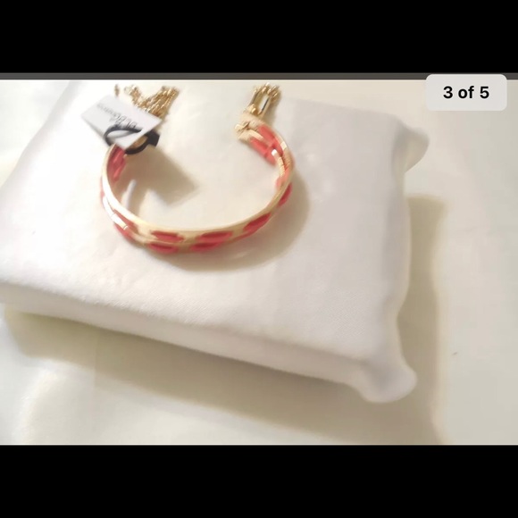 🌹BCBG cuff red and ivory linked gold fringe end - Picture 8 of 16